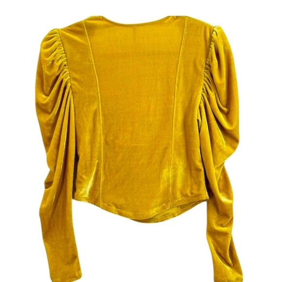 Y2k Free people Babydoll Milkmaid Womens size Large Velvet Fairygrunge Puff Top - Picture 11 of 12